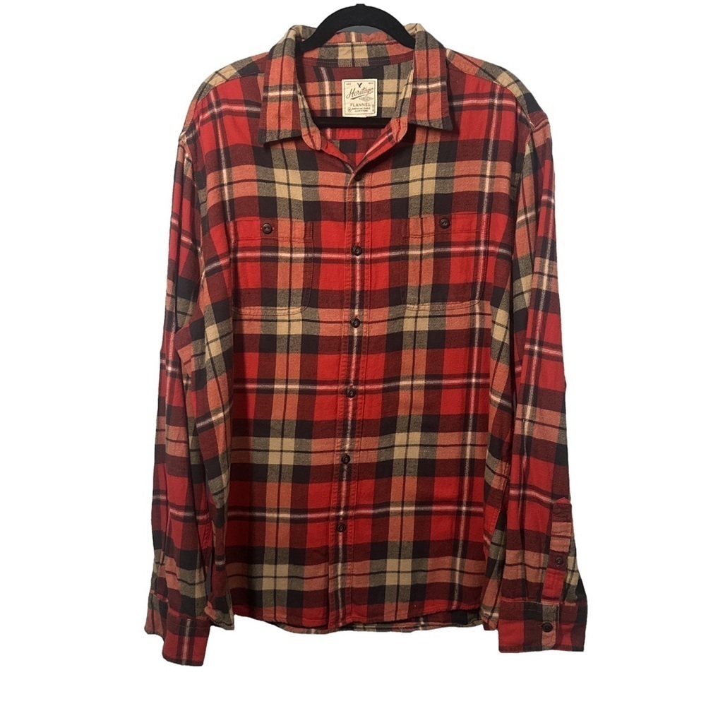 AMERICAN EAGLE Size XXL Heritage Flannel Longsleeve Buttons Down Shirt
